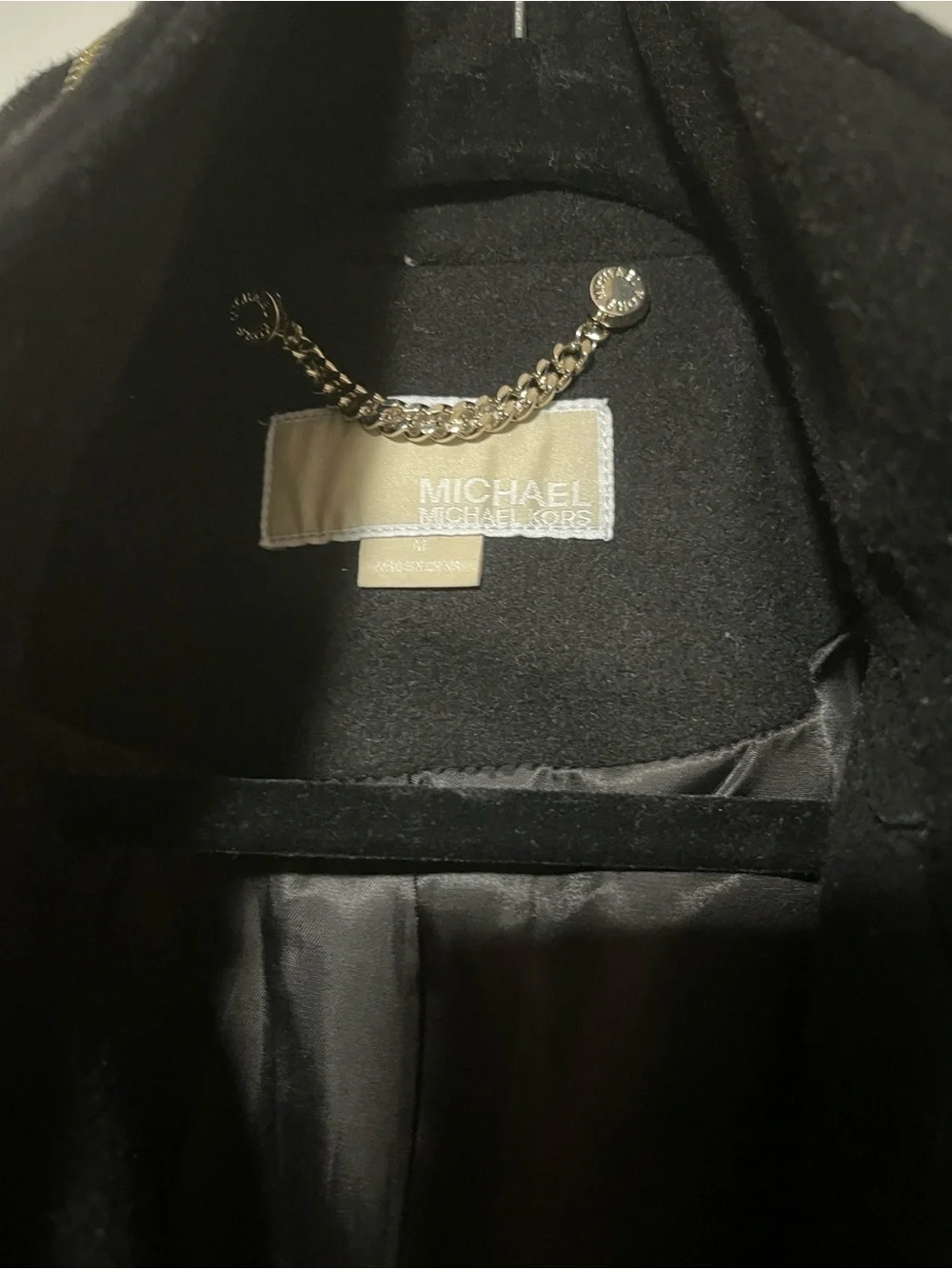 Michael Kors Black Belted Trench Coat with Gold Hardware